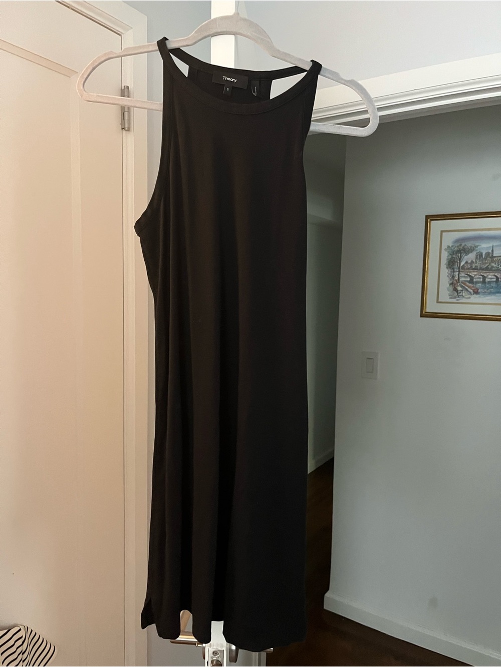 Theory Black Sleeveless Midi Slip Dress